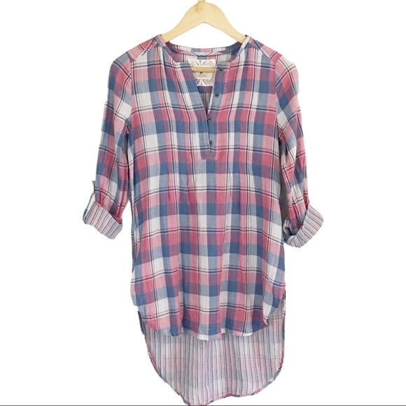 Anthropologie Holding Horses Pink Plaid POP Over - Picture 1 of 7